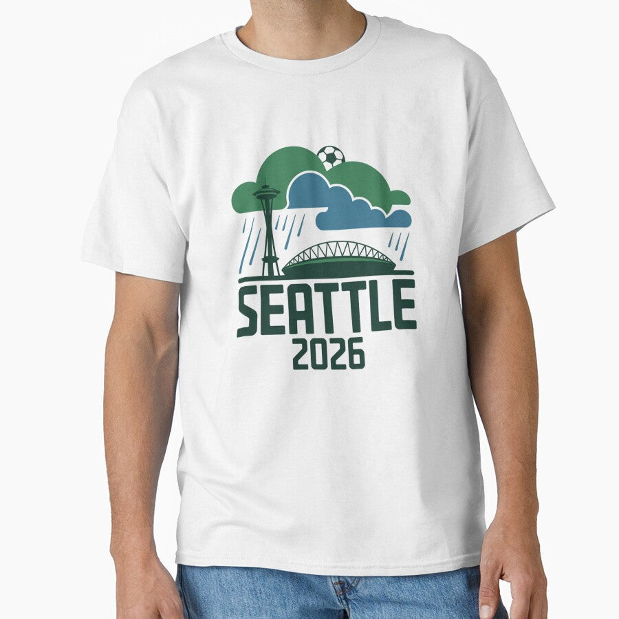 Seattle 2026  Space Needle Stadium Skyline T-Shirt V20 by DarylWelsh2024