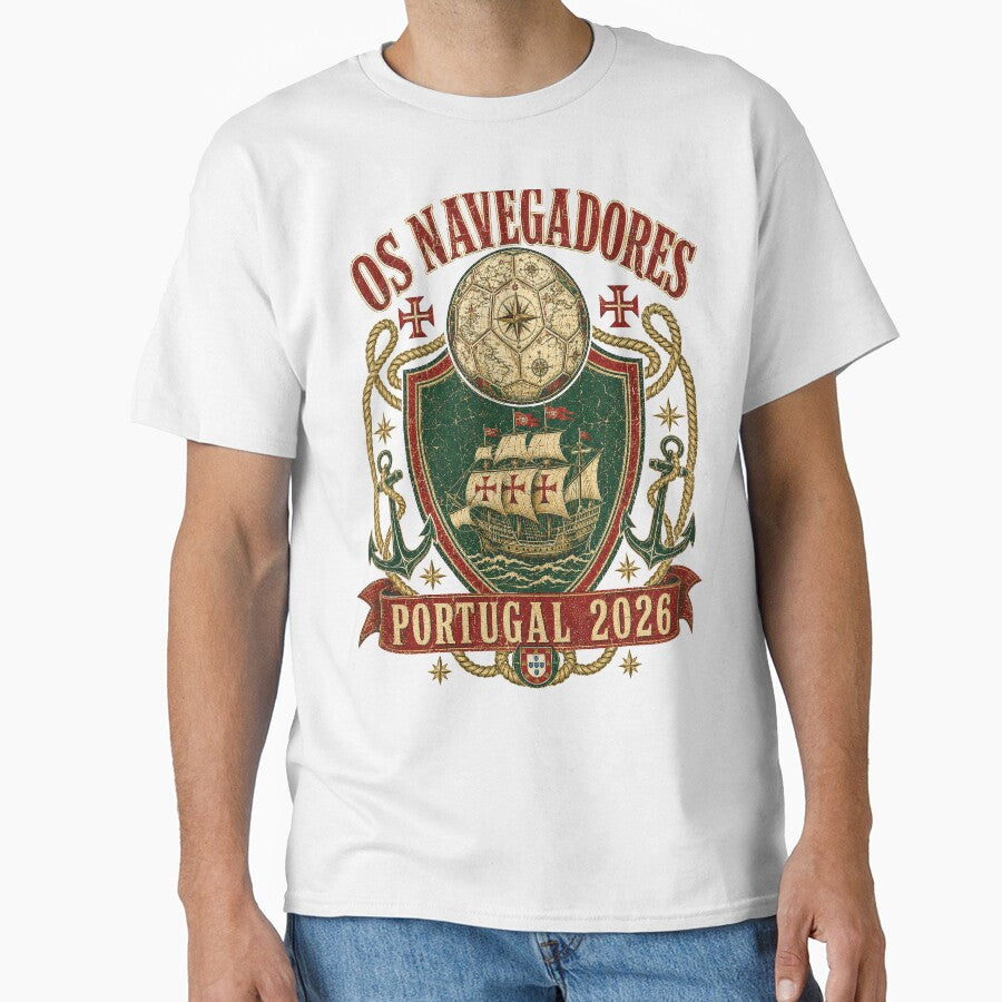 Os Navegadores Portugal 2026 World Cup Soccer T-Shirt by KickoffStudio
