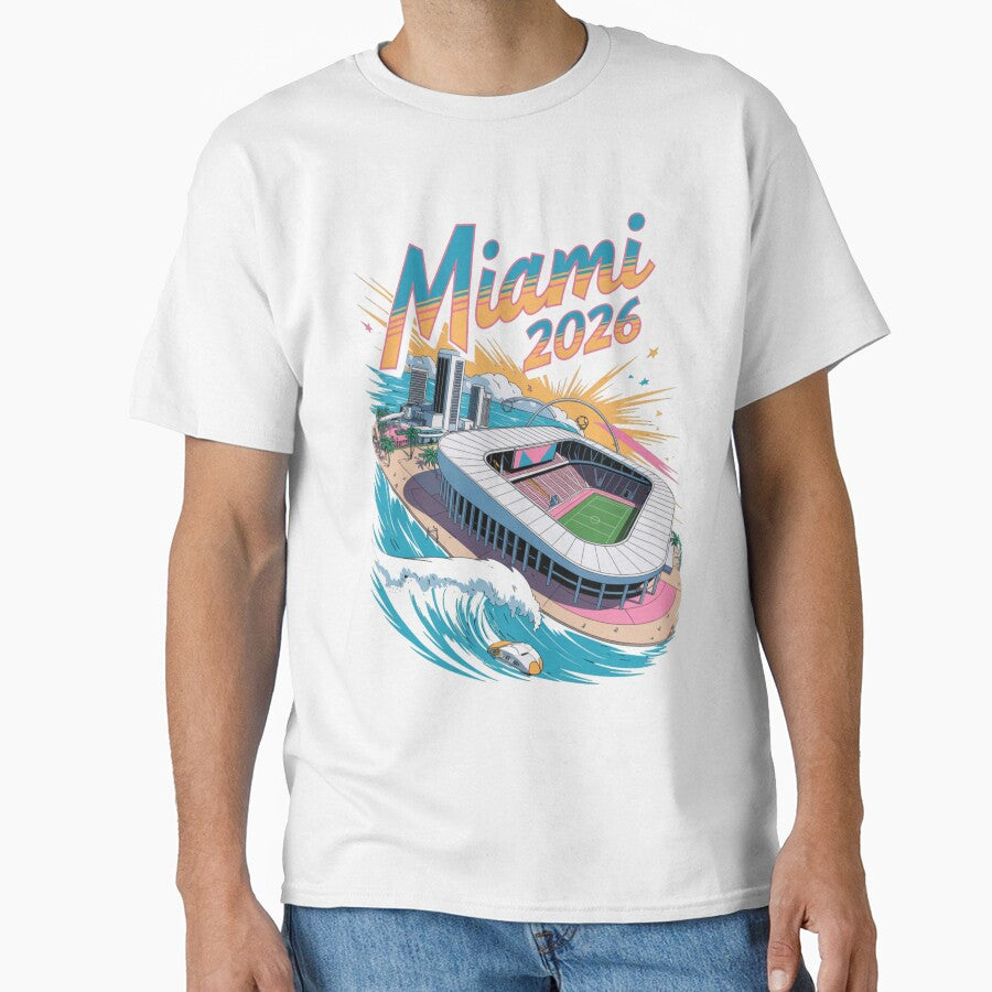 Miami 2026 Ocean Wave Football T-Shirt V7 by DarylWelsh2024