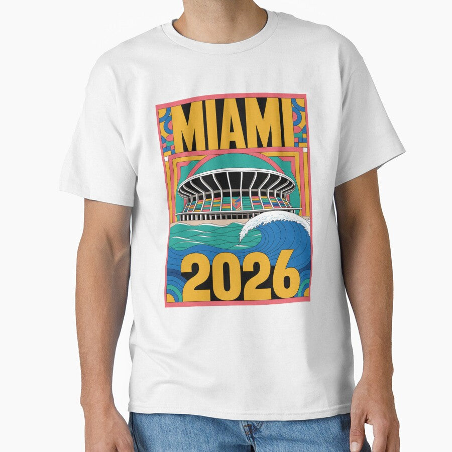 Miami 2026 Ocean Wave Football T-Shirt V18 by DarylWelsh2024