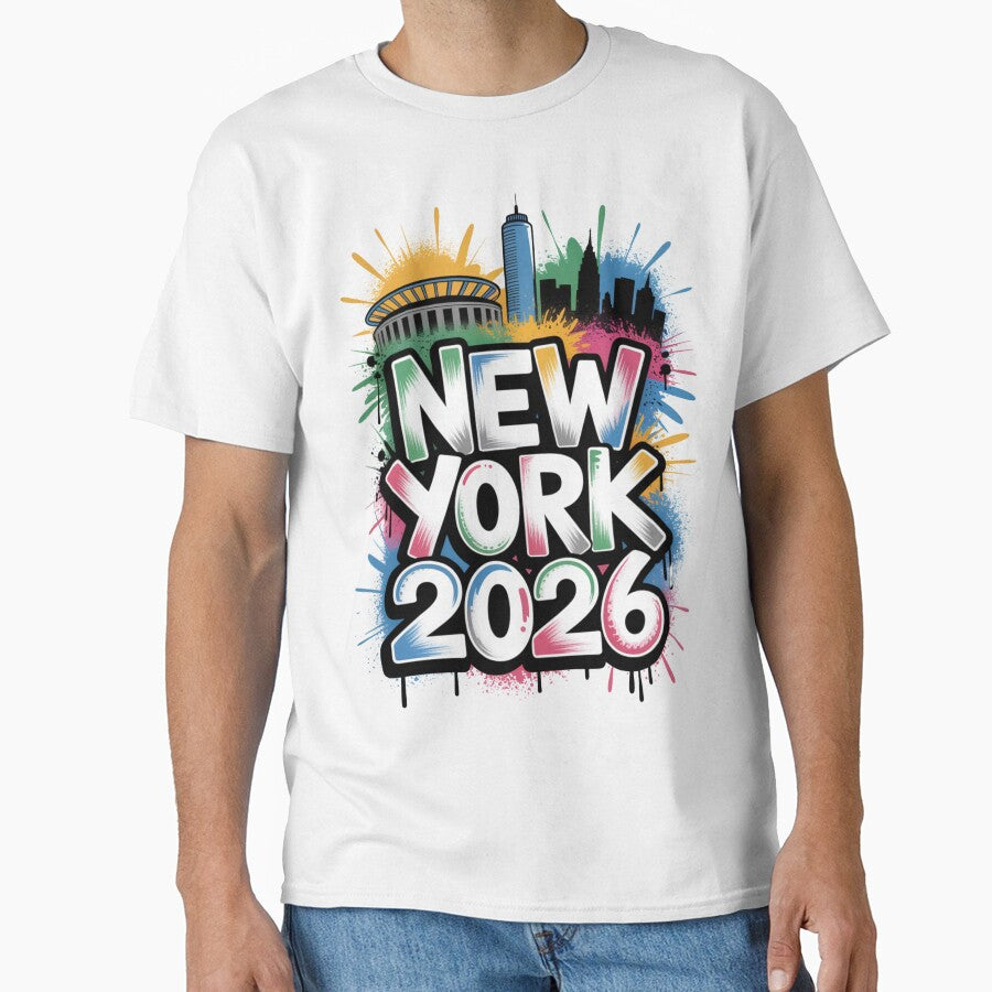 New York 2026 MetLife Stadium Skyline T-Shirt V5 by DarylWelsh2024