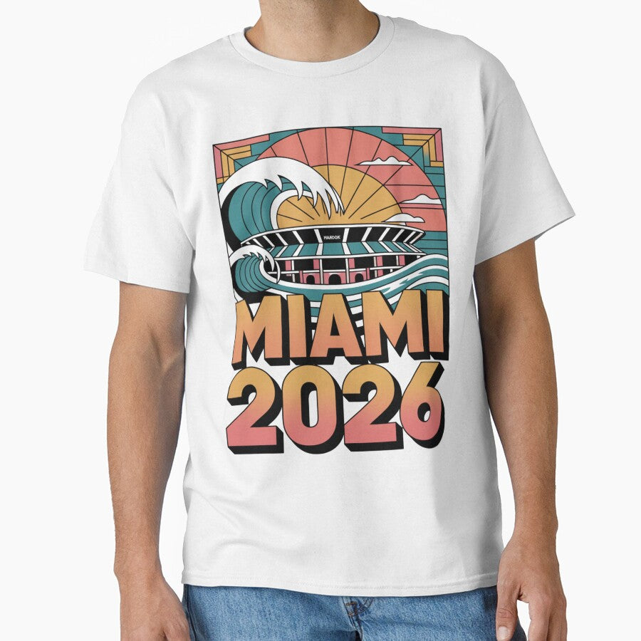 Miami 2026 Ocean Wave Football T-Shirt V20 by DarylWelsh2024