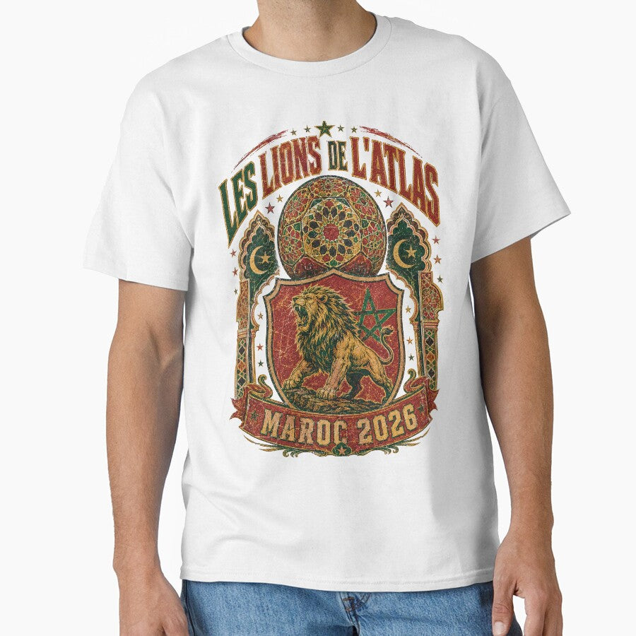 Lions De L'Atlas Maroc 2026 World Cup Soccer T-Shirt by KickoffStudio