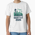 Seattle 2026  Space Needle Stadium Skyline T-Shirt V16 by DarylWelsh2024