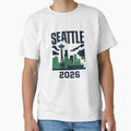Seattle 2026  Space Needle Stadium Skyline T-Shirt V22 by DarylWelsh2024