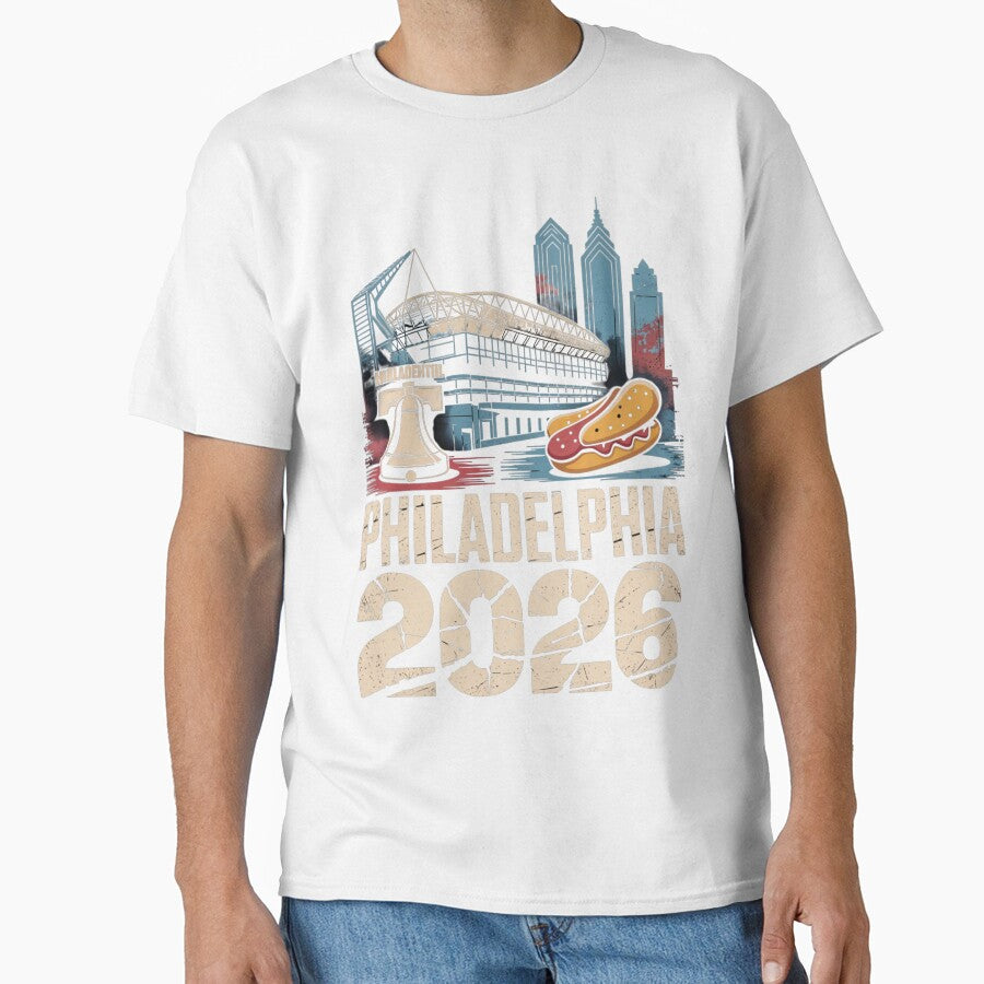 Philadelphia 2026 Liberty Bell Stadium Cheesesteak T-Shirt V1 by DarylWelsh2024