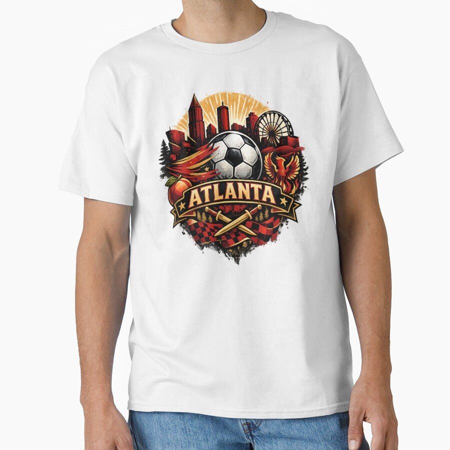 Atlanta Football Crest Style Design – City Skyline Soccer Graphic, Phoenix Sports Fan Artwork, Red Black Supporter Design by GarnerSupplyCo