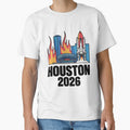 Houston 2026 Space Shuttle Football T-Shirt V9 by DarylWelsh2024