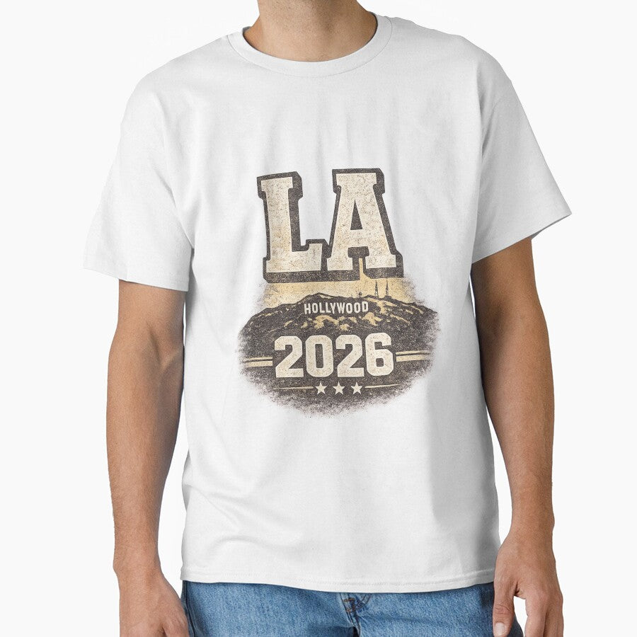 LA 2026 Retro Hollywood Football Tee by ArthUpscale