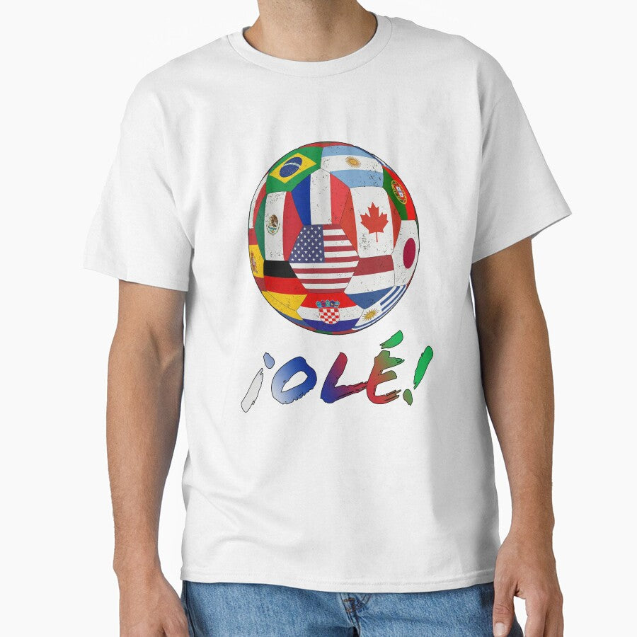 Global Football Nations Ole! T-shirt - International Flag Soccer Ball by Deadpan Design Syndicate