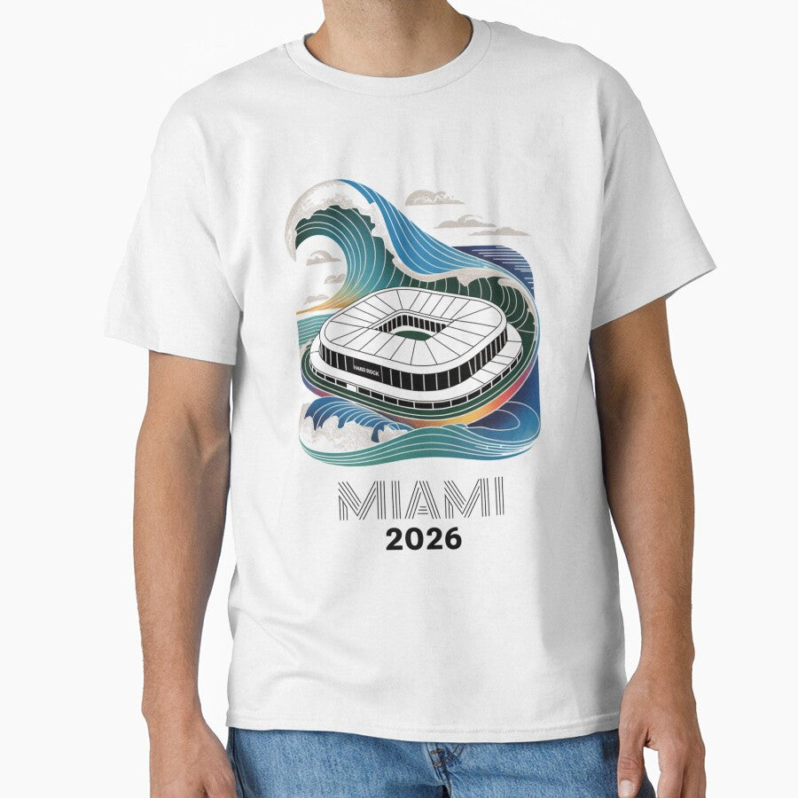 Miami 2026 Ocean Wave Football T-Shirt V6 by DarylWelsh2024