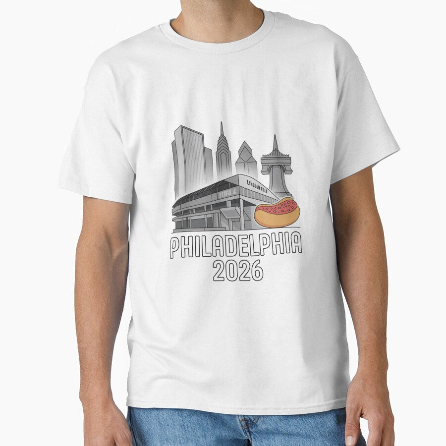 Philadelphia 2026 Liberty Bell Stadium Cheesesteak T-Shirt V2 by DarylWelsh2024