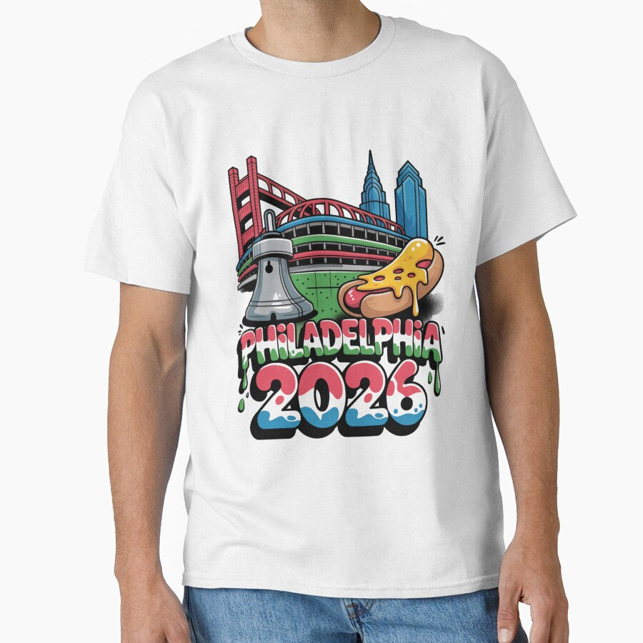Philadelphia 2026 Liberty Bell Stadium Cheesesteak T-Shirt V18 by DarylWelsh2024