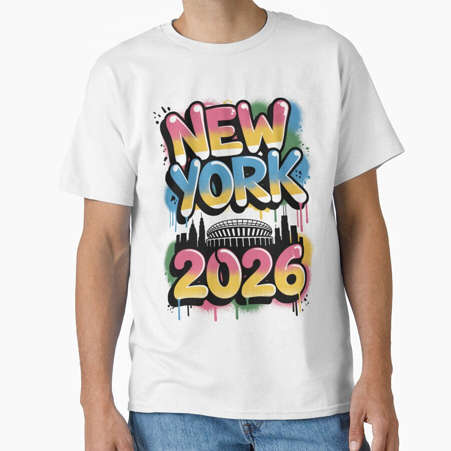 New York 2026 MetLife Stadium Skyline T-Shirt V7 by DarylWelsh2024