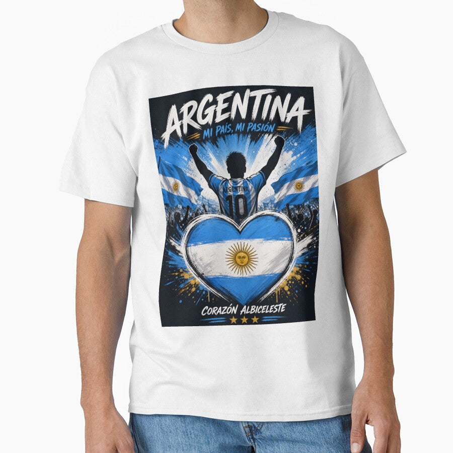 Argentina Flag Heart – Football Fan Pride Design by Jandedan
