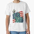 American Soccer Fan Statue of Liberty USA T-Shirt by DandelioMoon