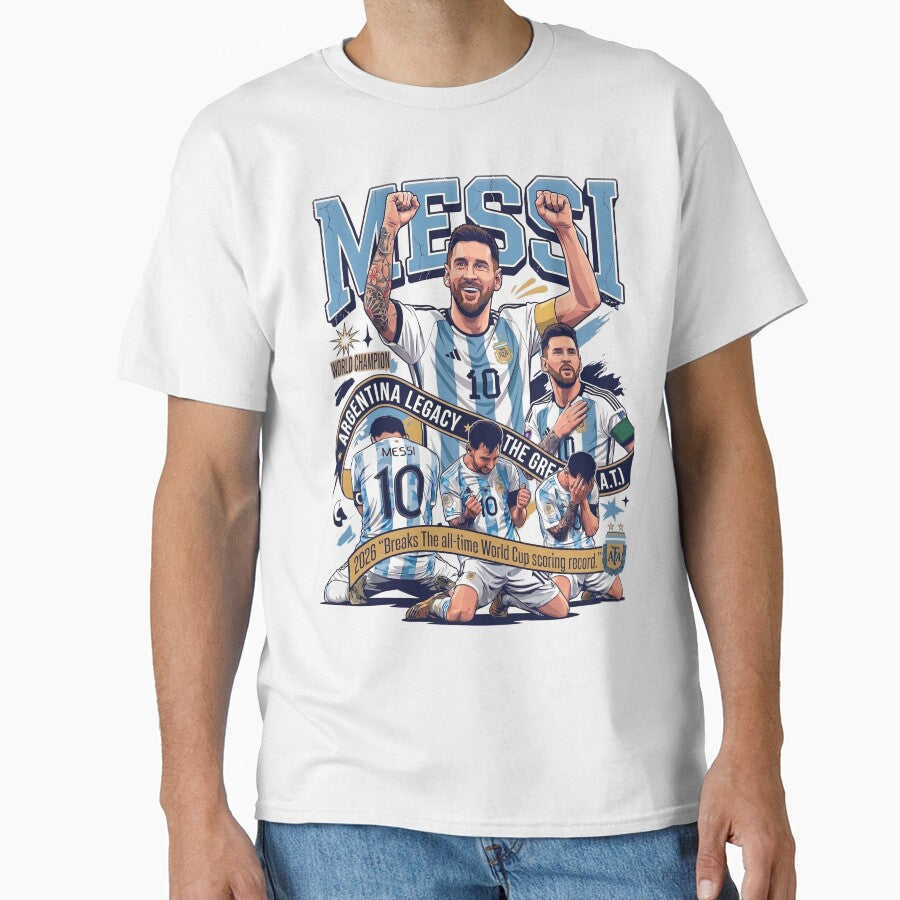 Messi GOAT World Champion Graphic Tee Soccer Fan Shirt by tshirtswonder