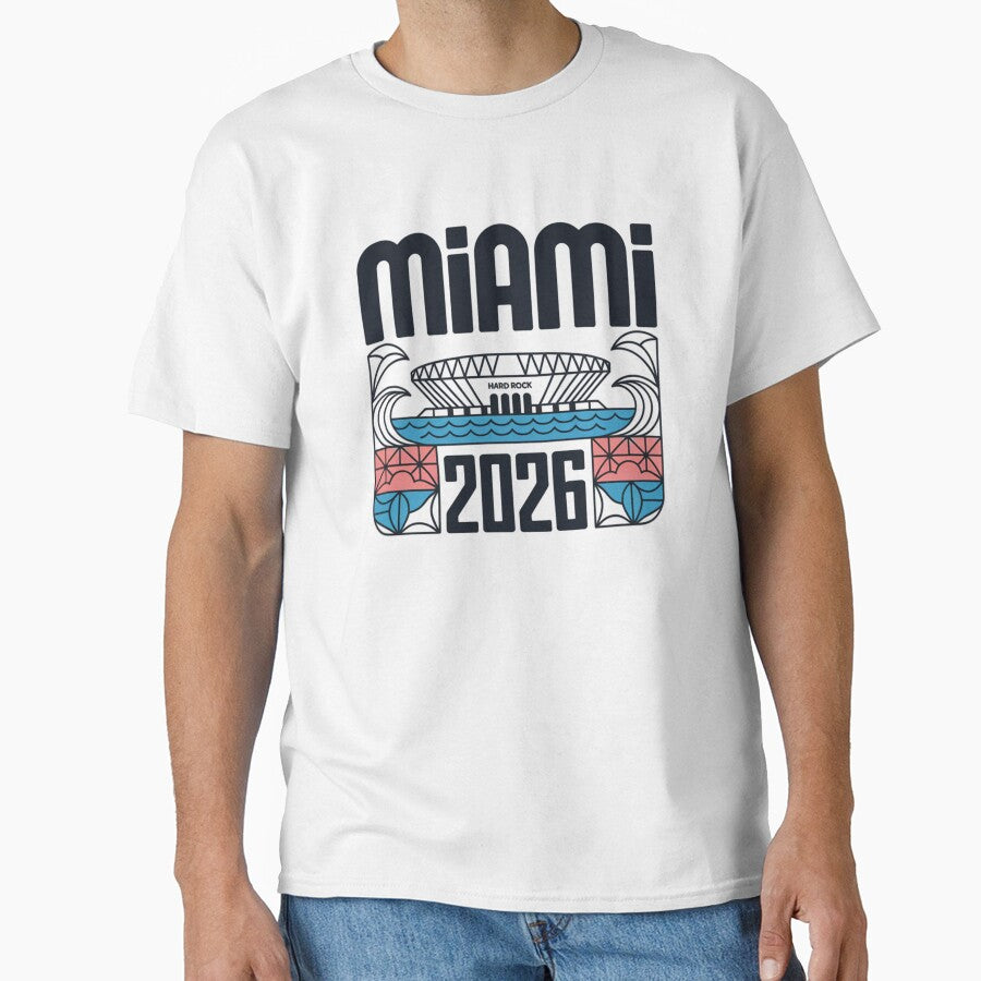 Miami 2026 Ocean Wave Football T-Shirt V9 by DarylWelsh2024