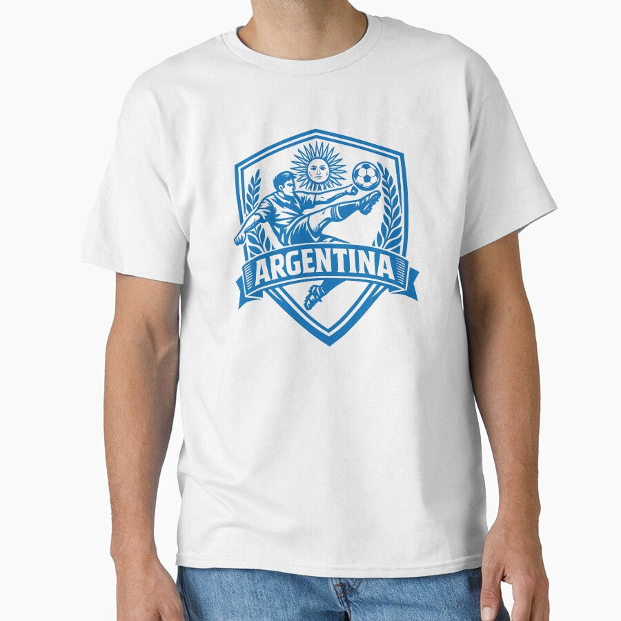 Argentina Soccer Badge – Vintage Football Crest with Bicycle Kick Player by JonelCrafts