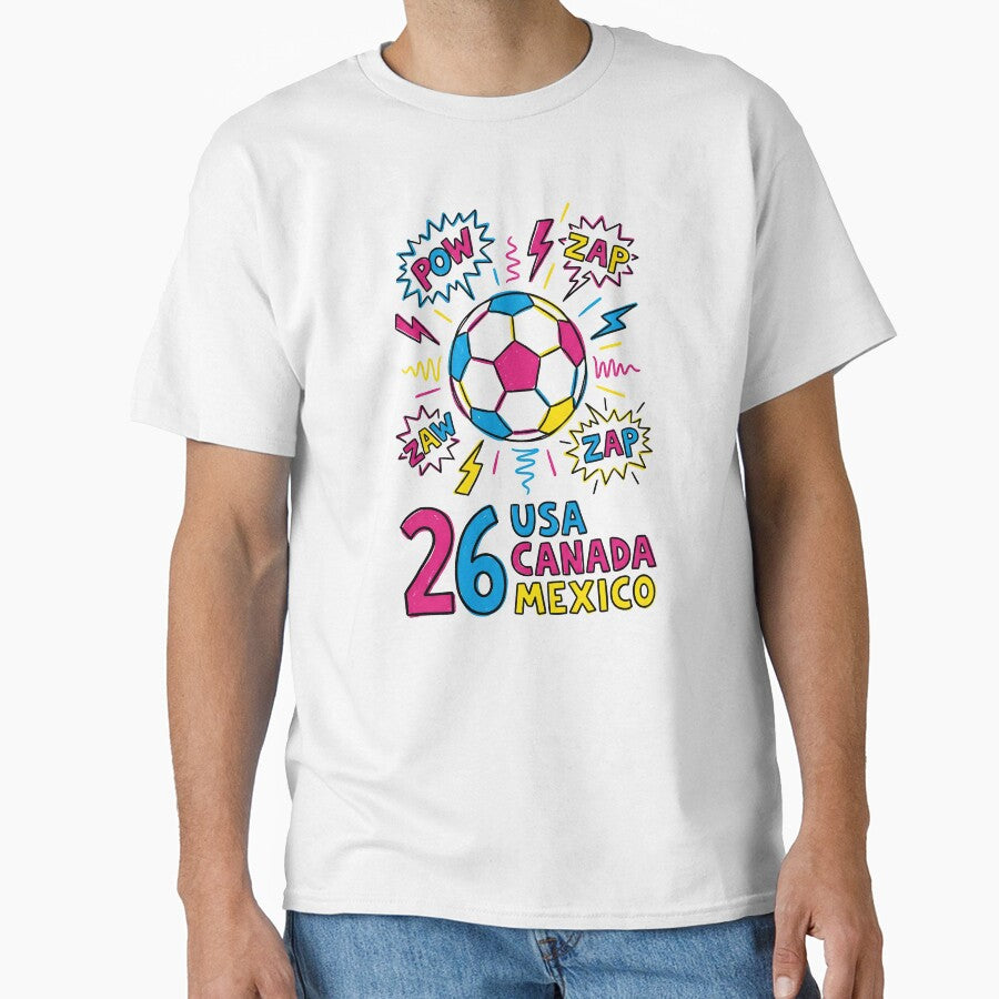 Colorful Comic Style Soccer Ball USA Canada Mexico 26 World Cup 2026 by Imaginationbeyond
