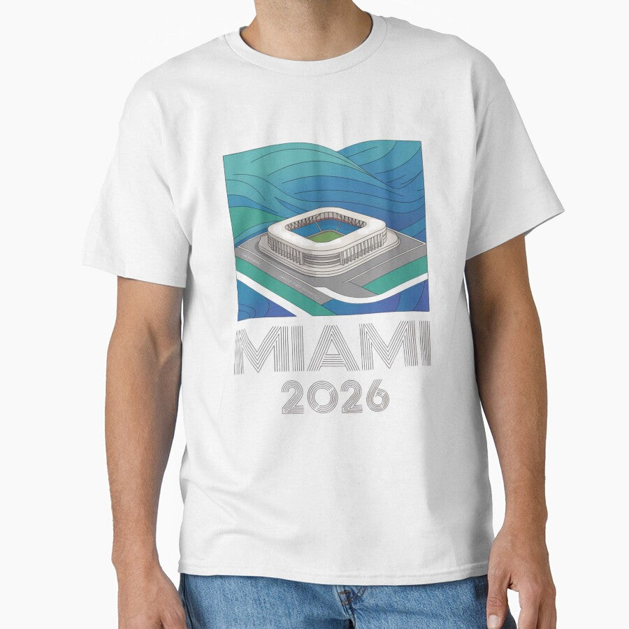 Miami 2026 Ocean Wave Football T-Shirt V8 by DarylWelsh2024