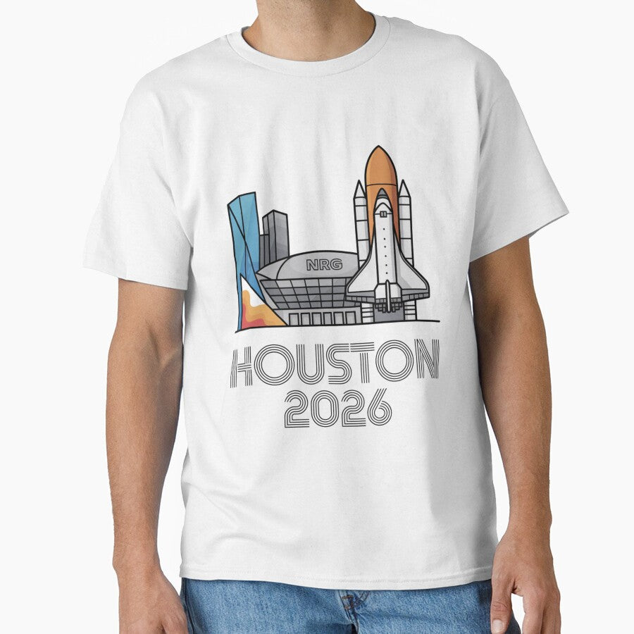 Houston 2026 Space Shuttle Football T-Shirt V10 by DarylWelsh2024