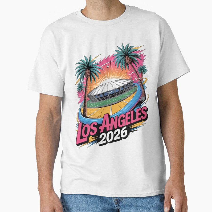 Los Angeles 2026 Palm Tree Sunset T-Shirt V17 by DarylWelsh2024
