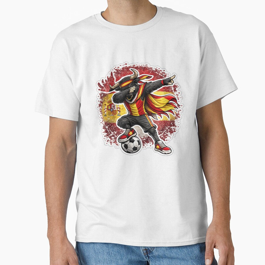 Dabbing Highland Cow Soccer Vintage Spain Flag by QuiteOrbit