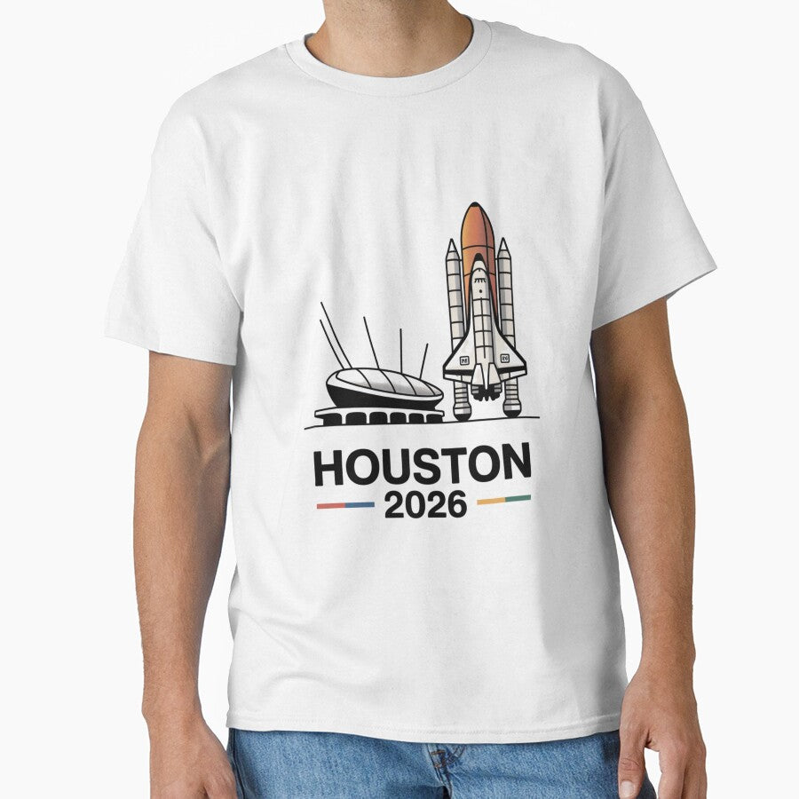 Houston 2026 Space Shuttle Football T-Shirt V15 by DarylWelsh2024