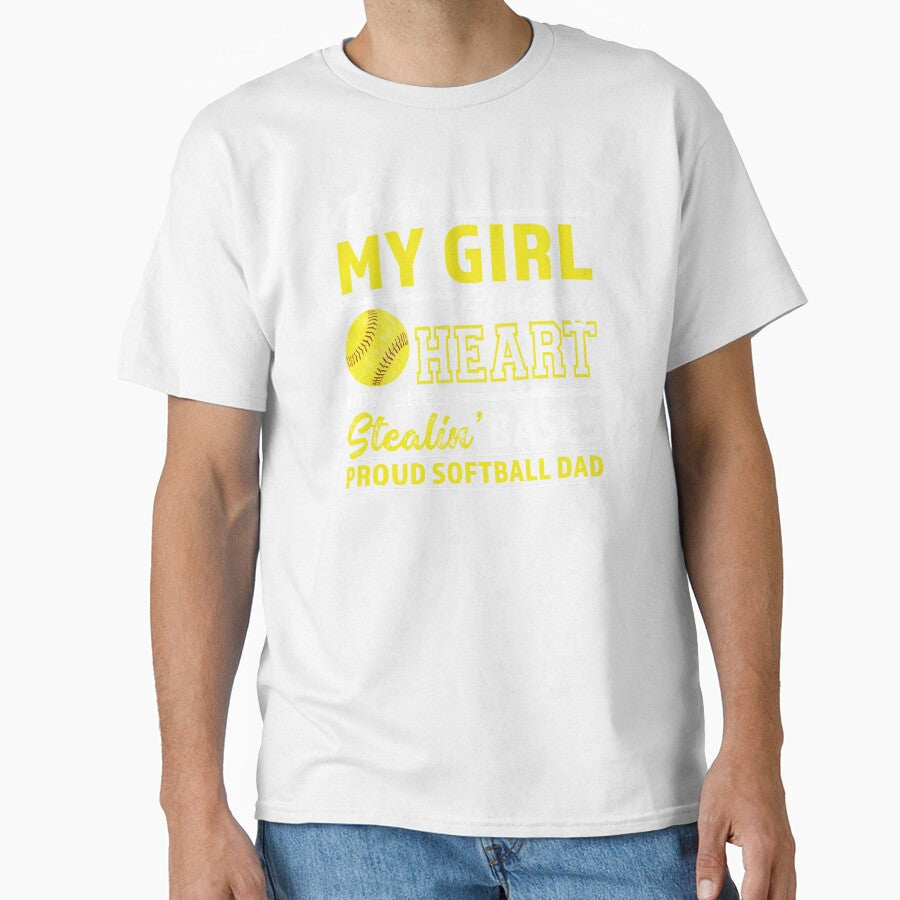 Mens First My Girl Stole Heart Now Stealin' Bases Softball Dad graphic by nikkidawn74