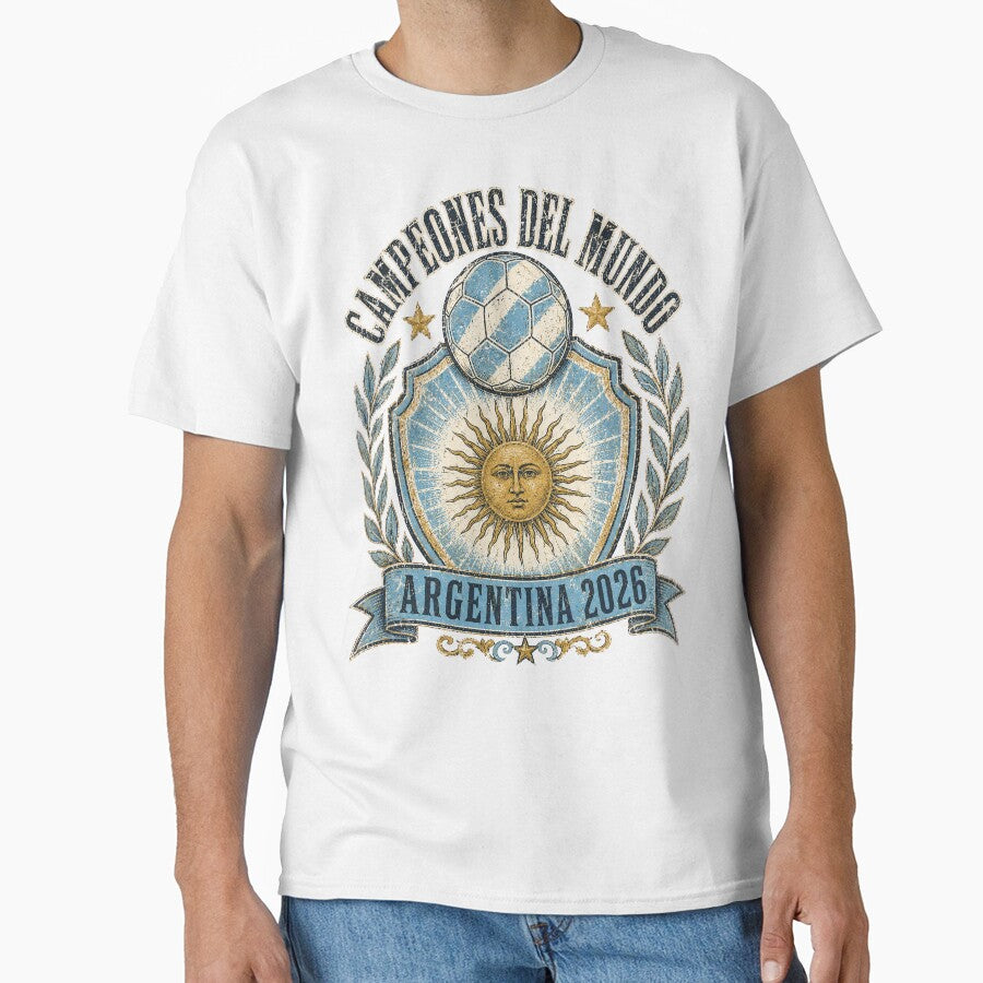 Campeones Del Mundo Argentina 2026 World Cup Soccer T-Shirt by KickoffStudio