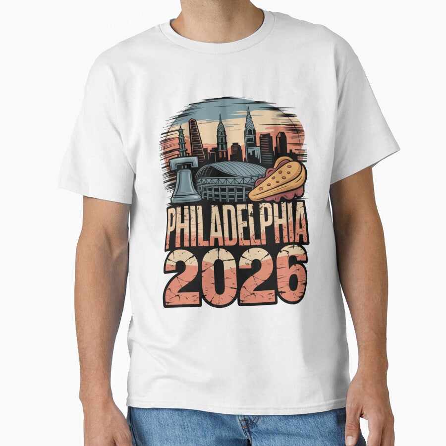 Philadelphia 2026 Liberty Bell Stadium Cheesesteak T-Shirt V7 by DarylWelsh2024