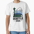 Seattle 2026  Space Needle Stadium Skyline T-Shirt V3 by DarylWelsh2024