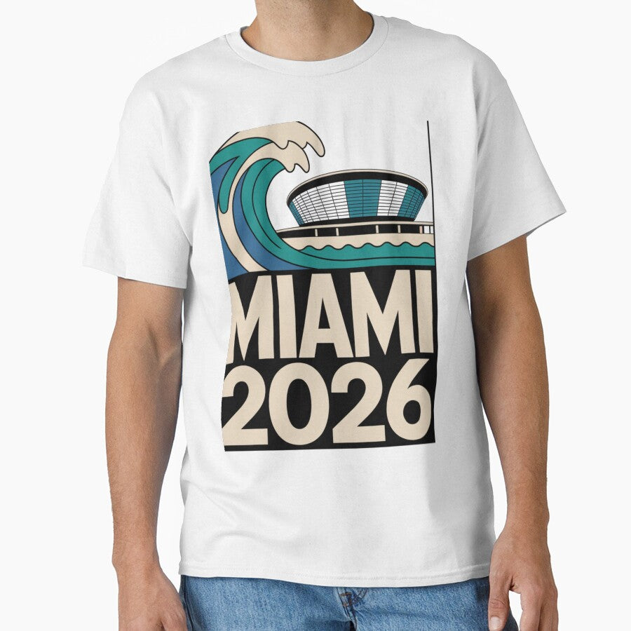 Miami 2026 Ocean Wave Football T-Shirt V21 by DarylWelsh2024