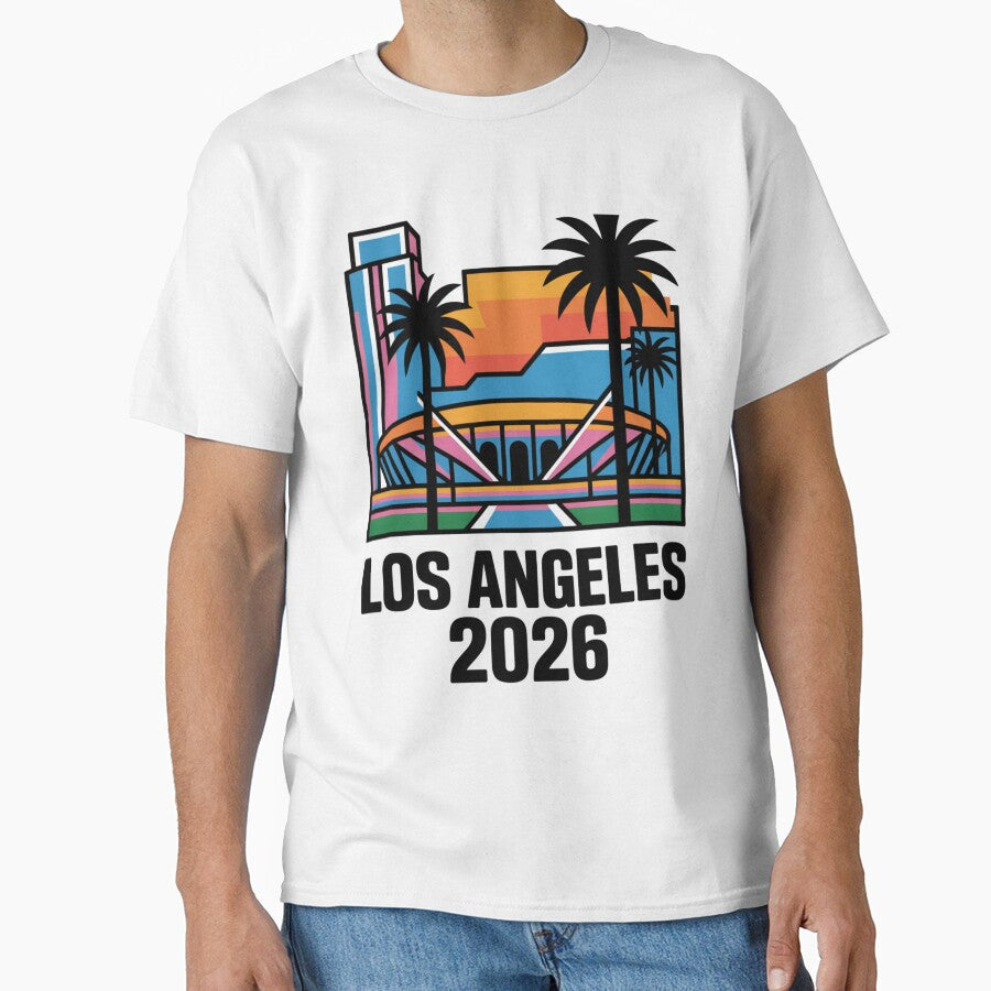 Los Angeles 2026 Palm Tree Sunset T-Shirt V8 by DarylWelsh2024