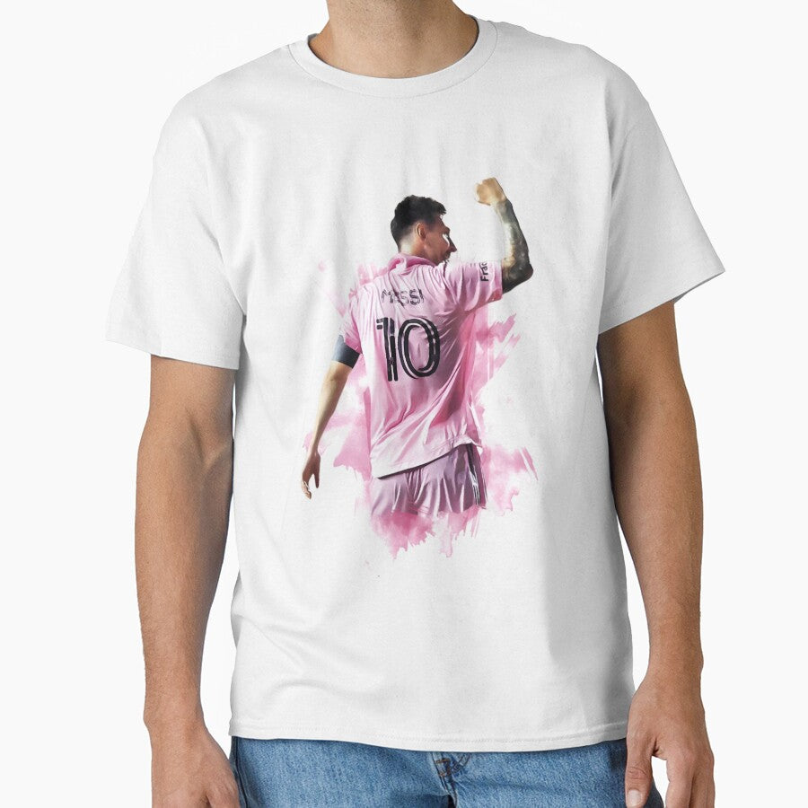 Messi Inter Miami Celebration Art – Football Legend in Pink Jersey by robyclub