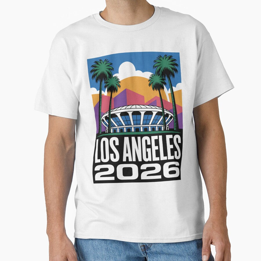 Los Angeles 2026 Palm Tree Sunset T-Shirt V2 by DarylWelsh2024