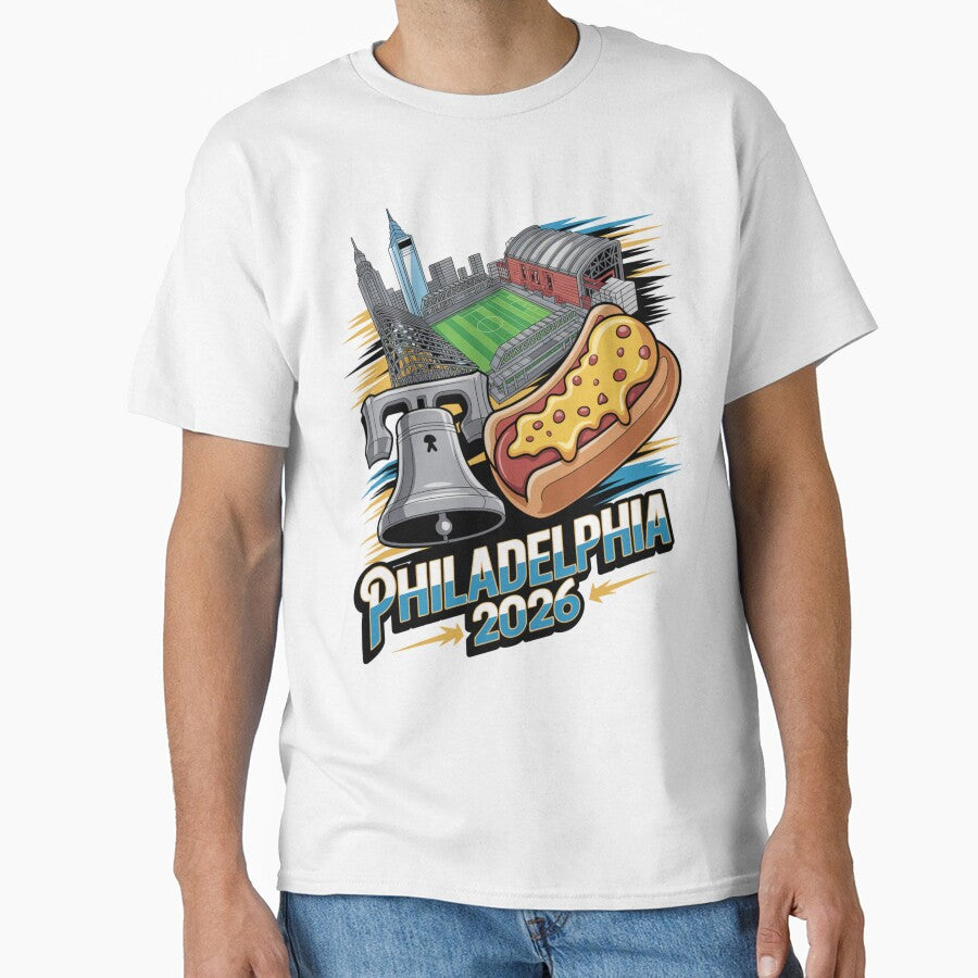 Philadelphia 2026 Liberty Bell Stadium Cheesesteak T-Shirt V8 by DarylWelsh2024
