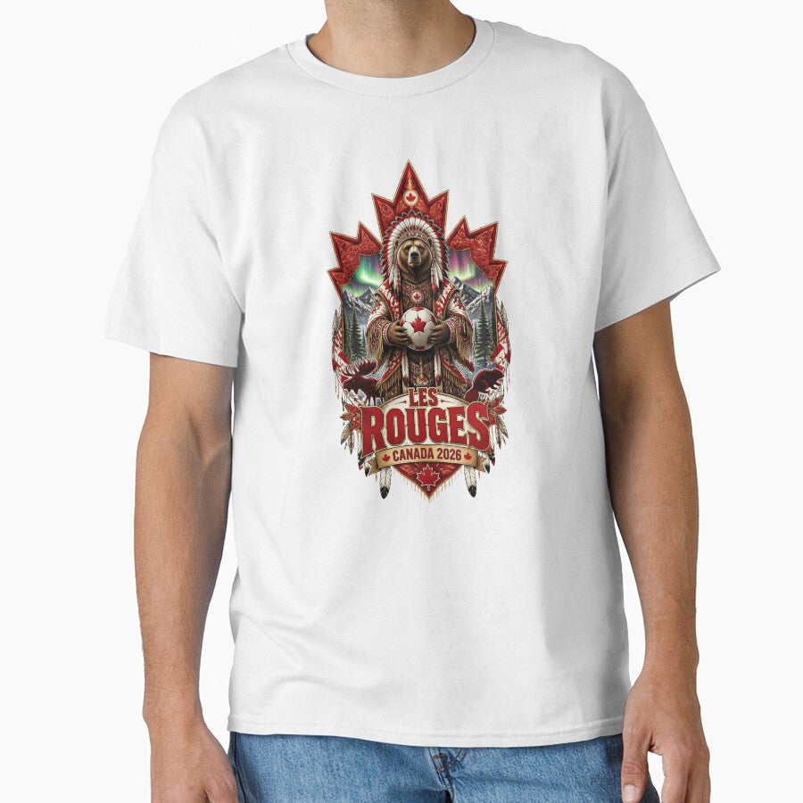 Canada Soccer Bear - Les Rouges Vintage  Indigenous Football Fan T-Shirt 2026 by 18-30