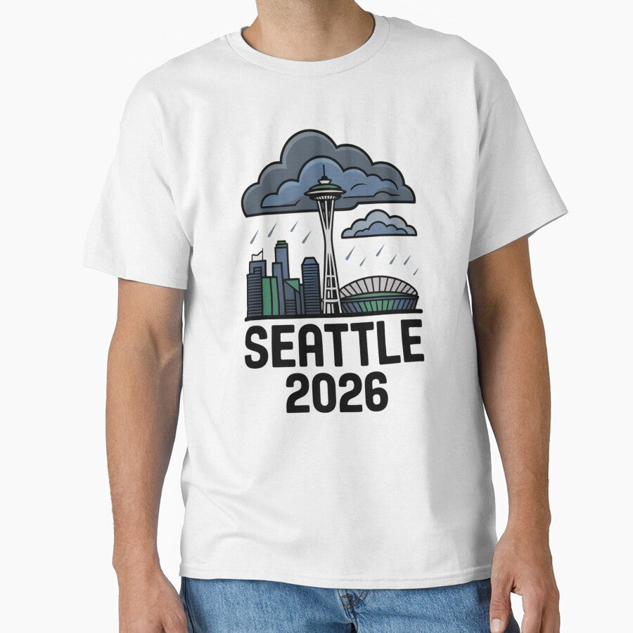 Seattle 2026  Space Needle Stadium Skyline T-Shirt V21 by DarylWelsh2024