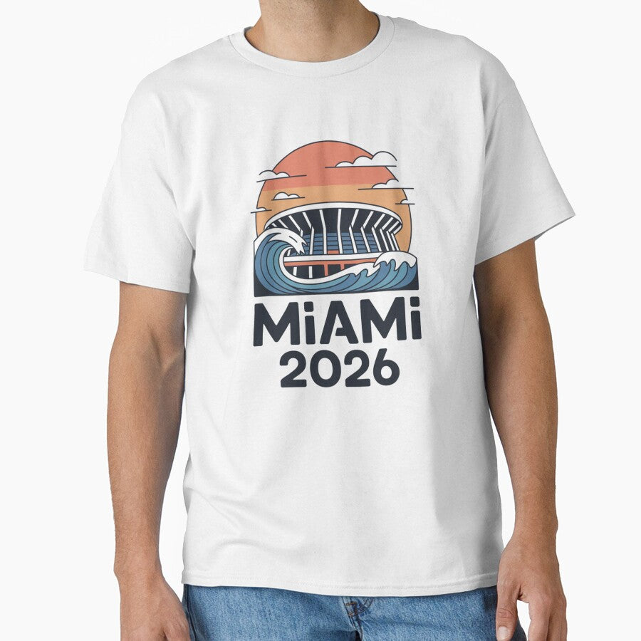 Miami 2026 Ocean Wave Football T-Shirt V10 by DarylWelsh2024