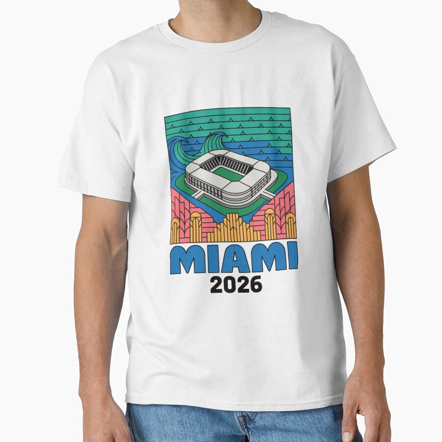 Miami 2026 Ocean Wave Football T-Shirt V2 by DarylWelsh2024