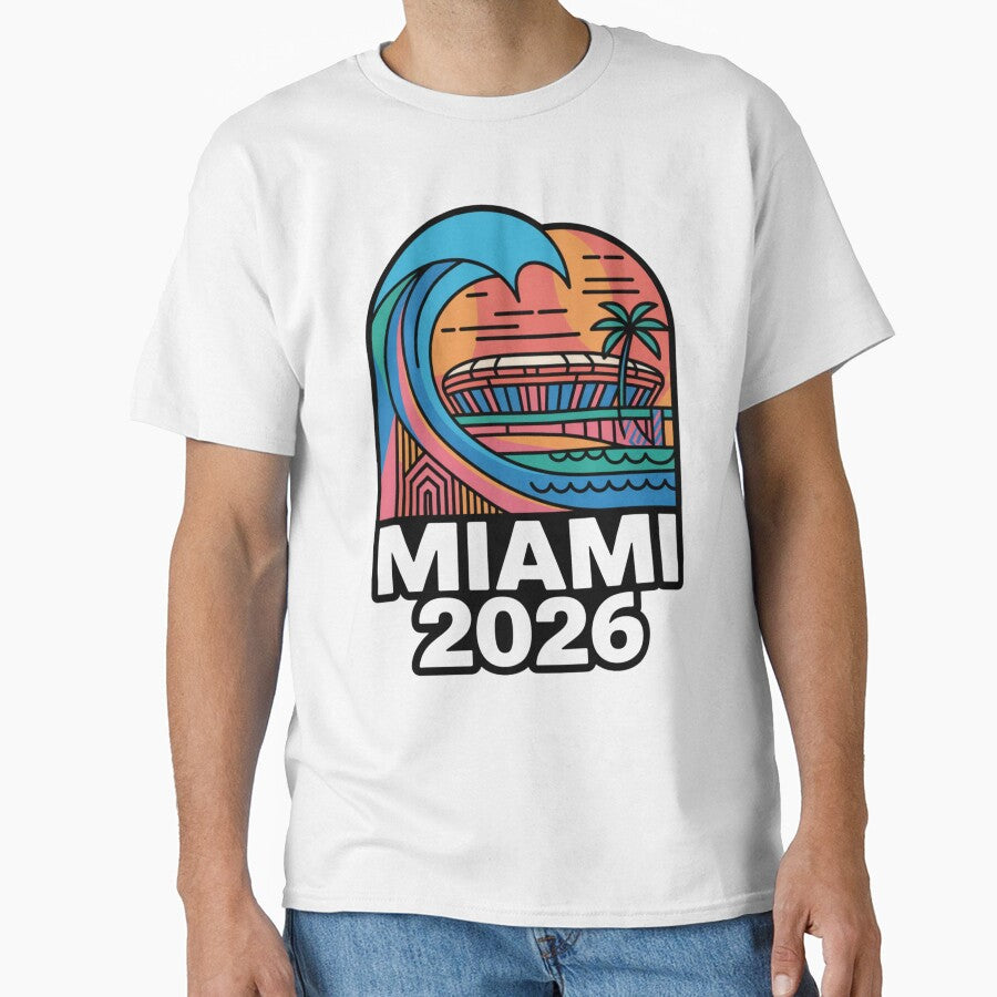 Miami 2026 Ocean Wave Football T-Shirt V19 by DarylWelsh2024