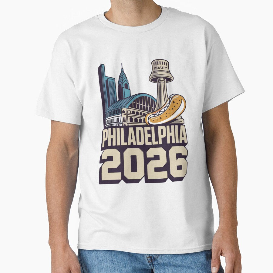 Philadelphia 2026 Liberty Bell Stadium Cheesesteak T-Shirt V14 by DarylWelsh2024