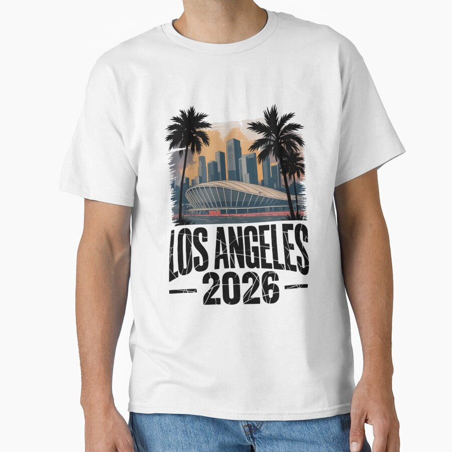 Los Angeles 2026 Palm Tree Sunset T-Shirt V6 by DarylWelsh2024
