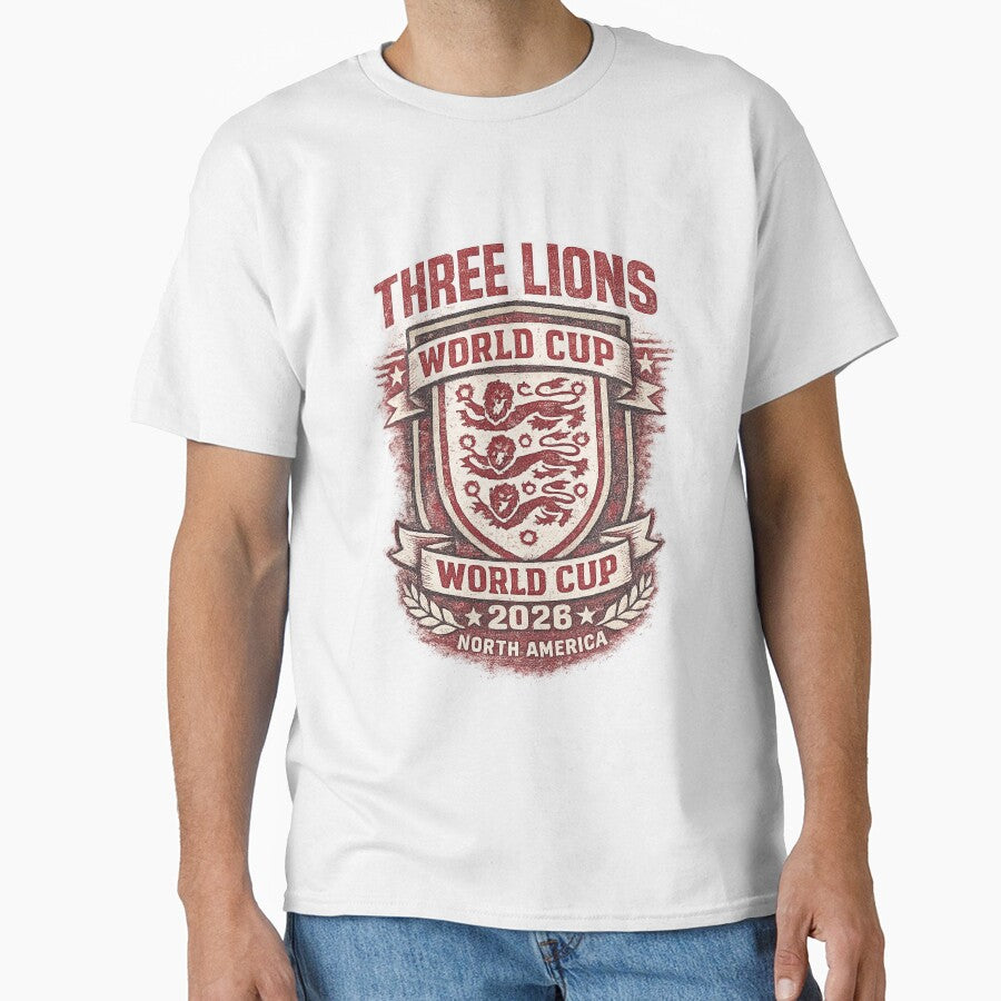 Three Lions World Cup 2026 Retro England Tee by ArthUpscale