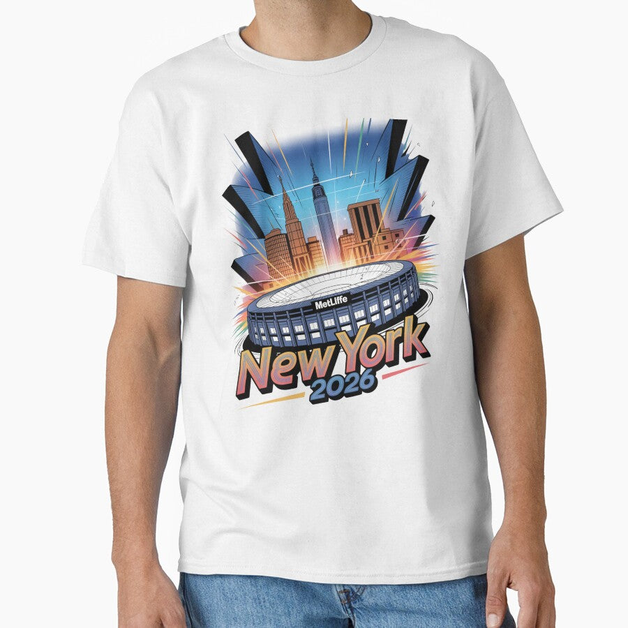 New York 2026 MetLife Stadium Skyline T-Shirt V12 by DarylWelsh2024