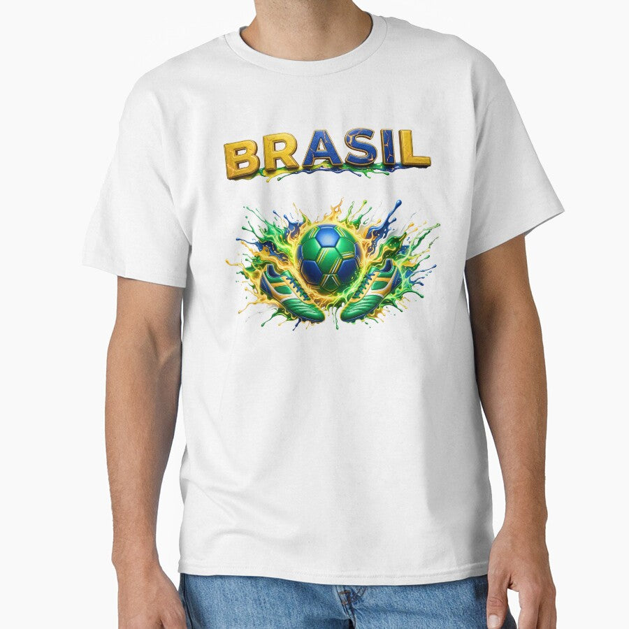 Brazil Soccer Ball & Cleats | Brazilian Football Fan Design | Green Yellow Blue Sports Graphic by ArtSpark Studio