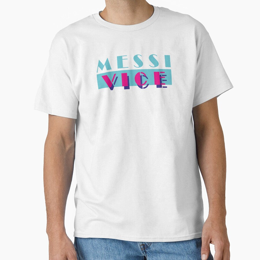 MESSI VICE (Miami Vice style retro logo) (The goat is in Miami!) DARK version by frikybomb