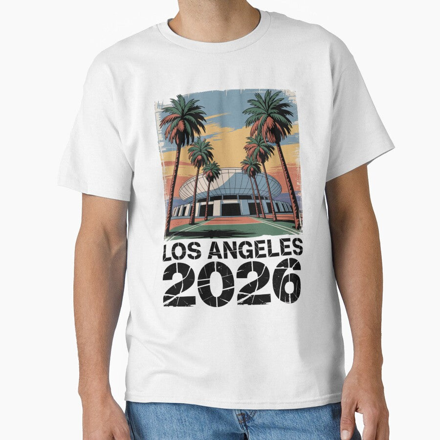 Los Angeles 2026 Palm Tree Sunset T-Shirt V5 by DarylWelsh2024